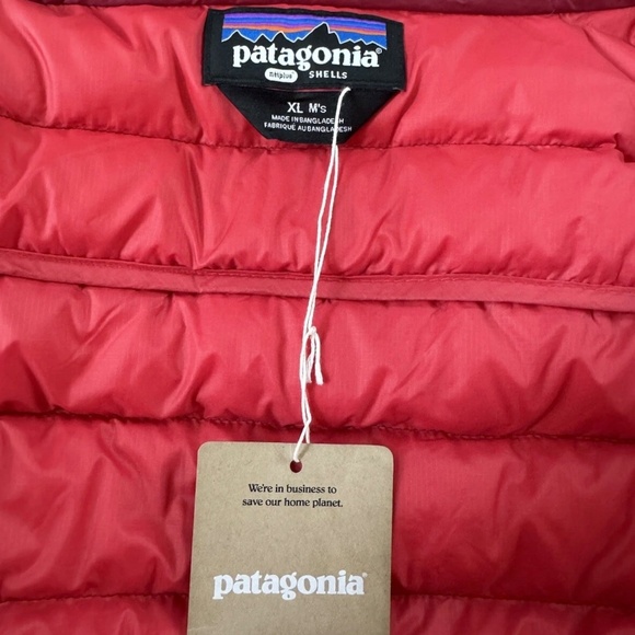 Patagonia Down Sweater Jacket Carine Red Men Regular Fit YKK Zip XL - Picture 6 of 6